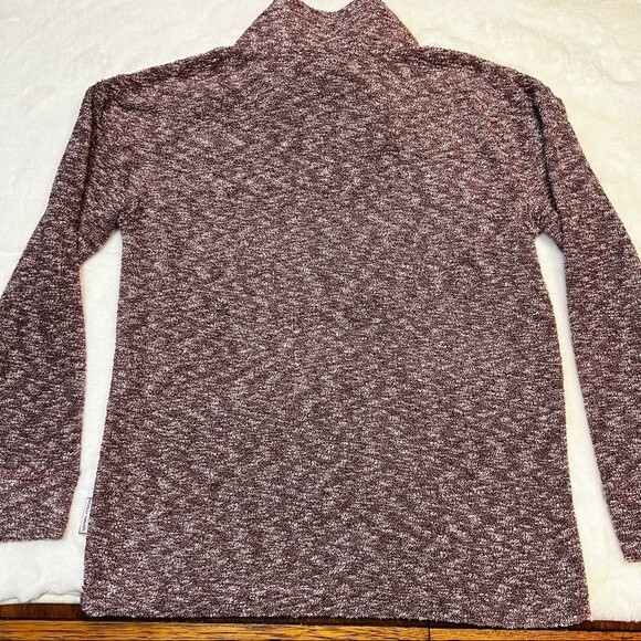 Woolly Threads Sweater Quarter Zip Pullover Maroon Cream Textured Women's Sz S - Picture 2 of 8